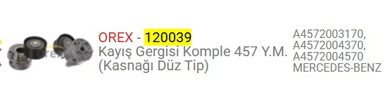KAYIS GERGISI KOMPLE 457 Y.M 457 200 3170-4370-4570